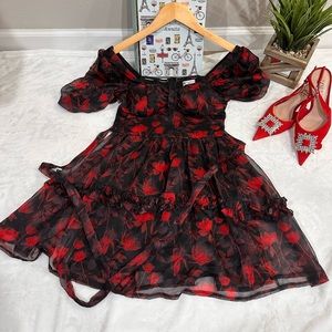 Padded Floral Mini Dress